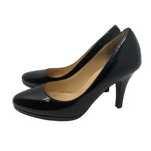 Cole Haan Nike Air Black Leather Pumps Almond Toe Classic Heels Office Siren